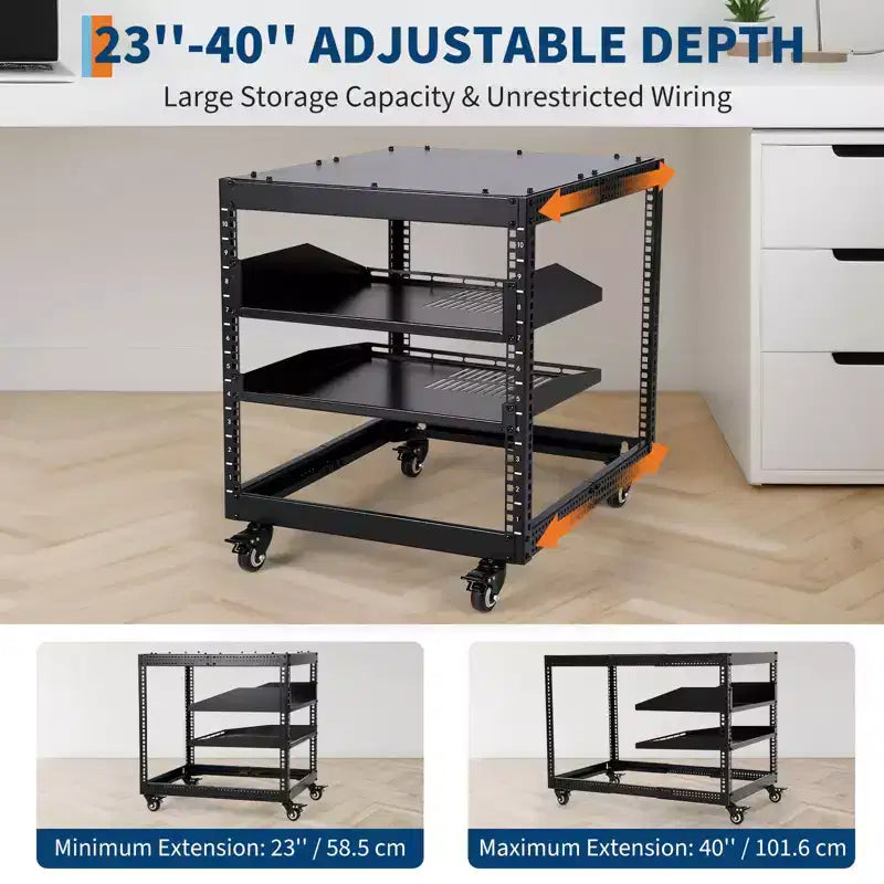 Rack de serveur à bâti ouvert 20U, profondeur ajustable de 23 à 40 pouces, rack réseau mural et autoportant, pouvant accueillir tout votre équipement informatique/audiovisuel