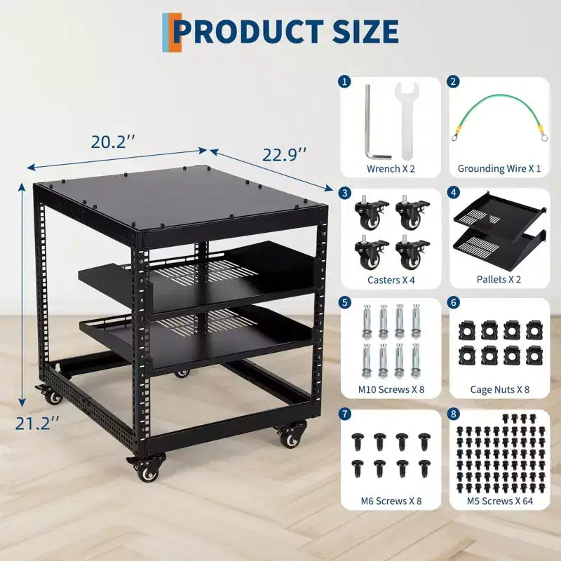 Rack de serveur à bâti ouvert 20U, profondeur ajustable de 23 à 40 pouces, rack réseau mural et autoportant, pouvant accueillir tout votre équipement informatique/audiovisuel