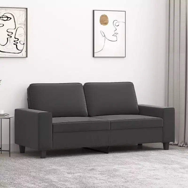 Canapé 2 places en microfibre - Gris foncé - Revêtement durable, confort réglable - Design moderne pour salon, salle de détente ou bureau.