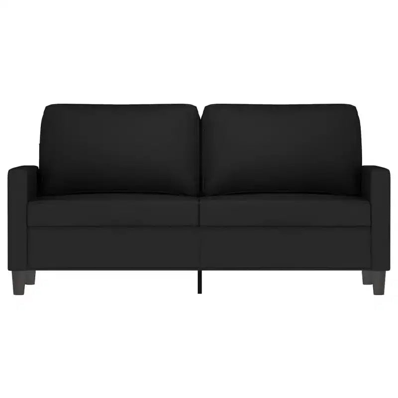 Canapé 2 places en velours noir avec cadre en métal robuste, assise rembourrée confortable, idéal pour le salon ou le coin détente