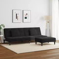 Canapé-lit 2 places avec repose-pieds en velours noir - Canapé convertible pour salon/bureau