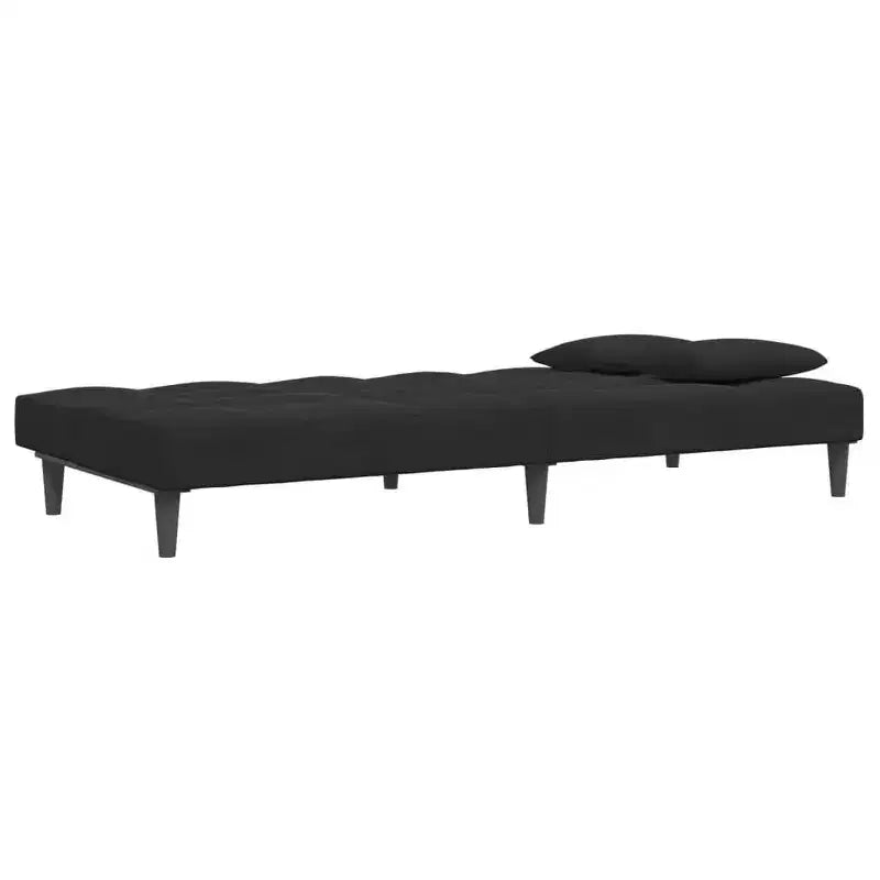 Canapé-lit 2 places avec repose-pieds en velours noir - Canapé convertible pour salon/bureau
