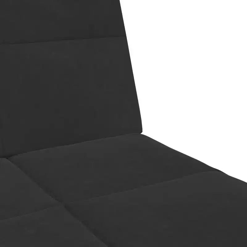 Canapé-lit 2 places avec repose-pieds en velours noir - Canapé convertible pour salon/bureau