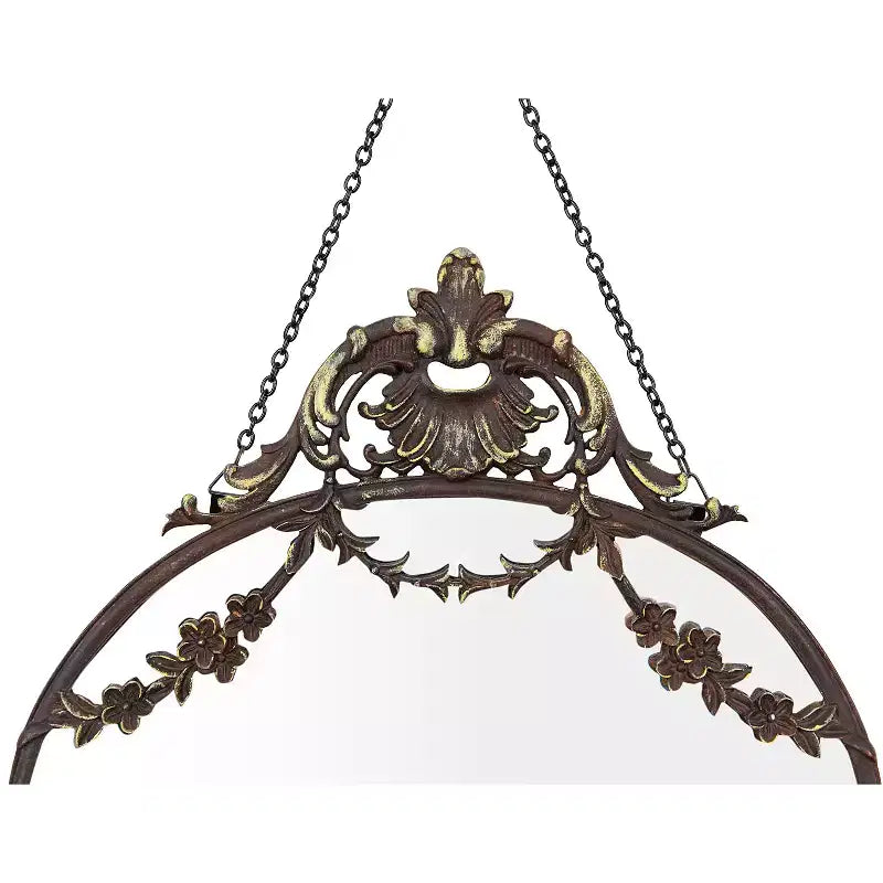 Miroir mural encadré en étain avec chaîne décorative et finition antique, bronze, de Storied Home