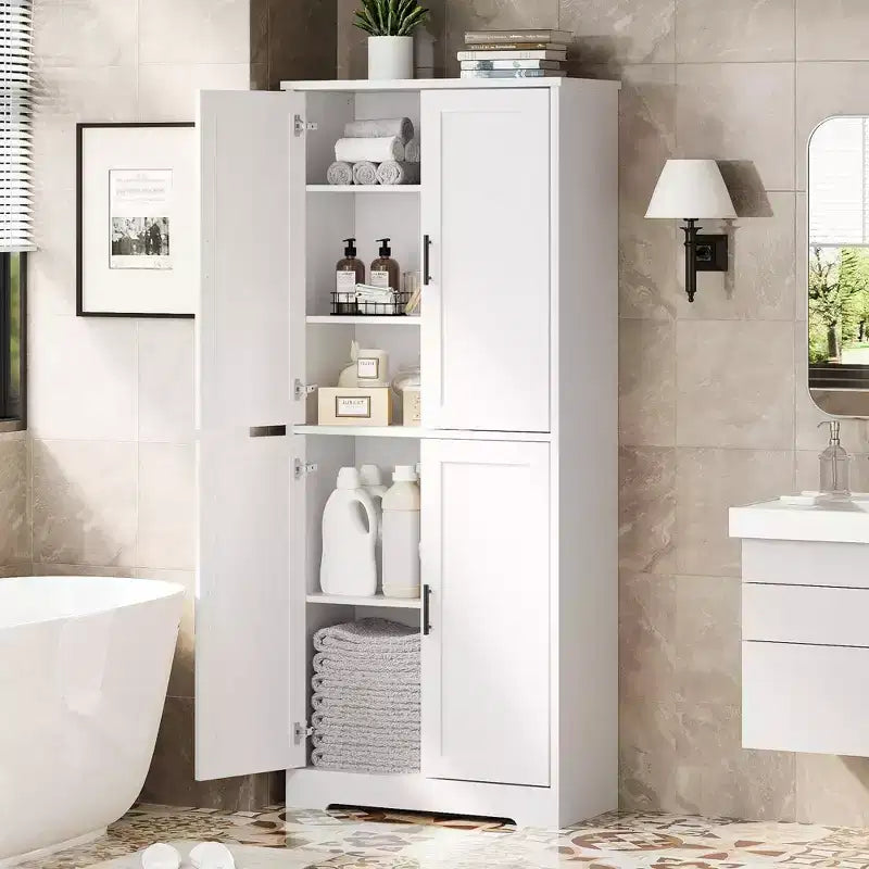 Meuble de rangement, armoire de cuisine haute de 70 po avec 2 portes et 3 étagères réglables, armoire autoportante, meuble de rangement moderne pour salle de bain