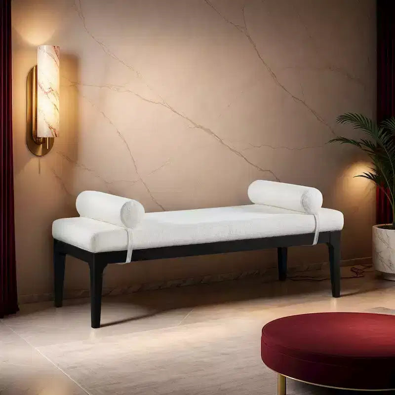 Banc en tissu texturé lin