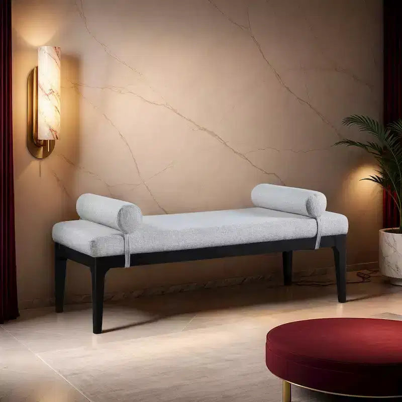 Banc en tissu texturé lin