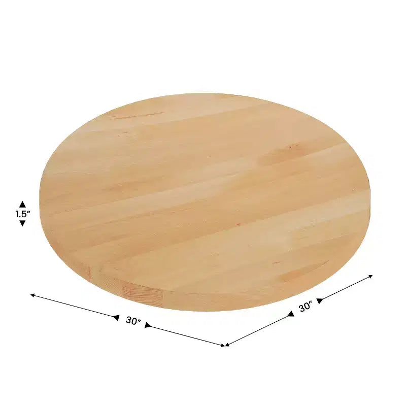Dessus de table rond en bois massif de 3,8 cm d'épaisseur pour l'intérieur