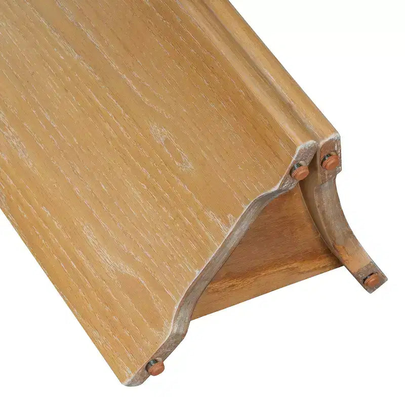 Console étroite avec plateau ovale en faux marbre, table de canapé rustique avec pieds incurvés pour salon blanc naturel