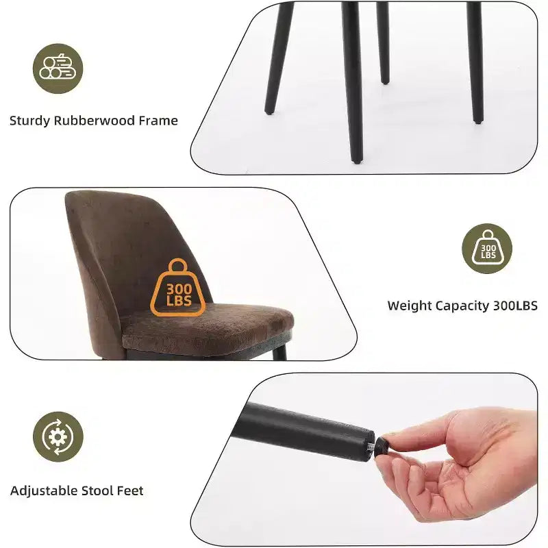 Chaise de salle à manger moderne, chaise de cuisine rembourrée en lin, chaise de salle à manger avec dossier incurvé, pieds en bois massif, pour cuisine, salle à manger