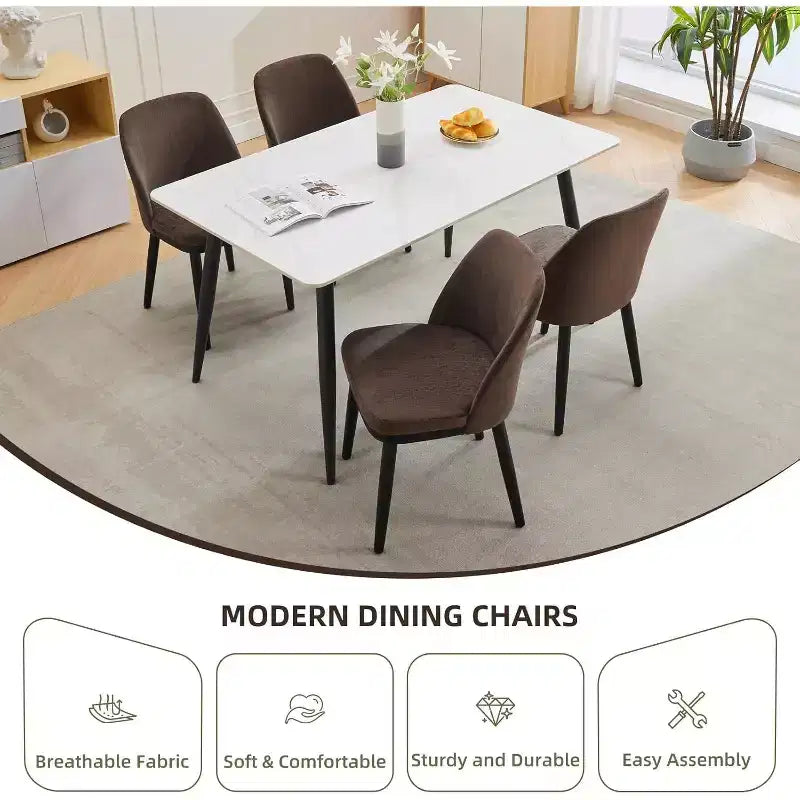 Chaise de salle à manger moderne, chaise de cuisine rembourrée en lin, chaise de salle à manger avec dossier incurvé, pieds en bois massif, pour cuisine, salle à manger