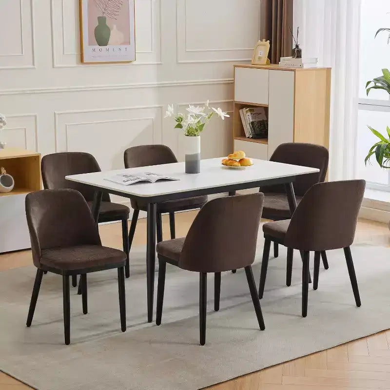 Chaise de salle à manger moderne, chaise de cuisine rembourrée en lin, chaise de salle à manger avec dossier incurvé, pieds en bois massif, pour cuisine, salle à manger