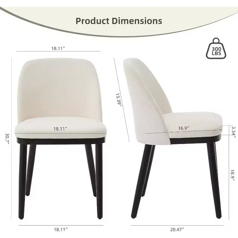 Chaise de salle à manger moderne, chaise de cuisine rembourrée en lin, chaise de salle à manger avec dossier incurvé, pieds en bois massif, pour cuisine, salle à manger