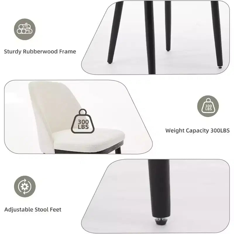 Chaise de salle à manger moderne, chaise de cuisine rembourrée en lin, chaise de salle à manger avec dossier incurvé, pieds en bois massif, pour cuisine, salle à manger
