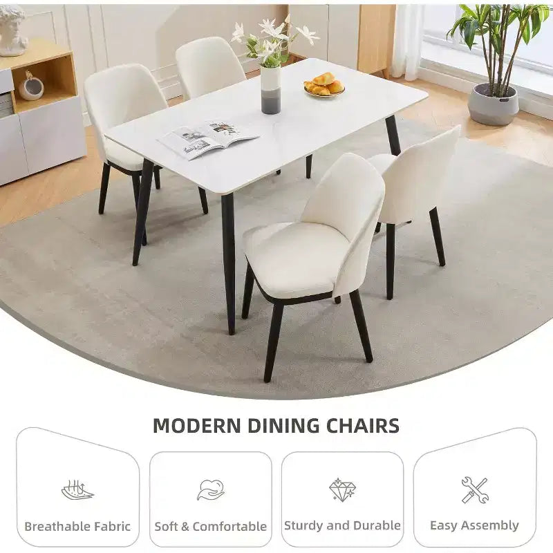 Chaise de salle à manger moderne, chaise de cuisine rembourrée en lin, chaise de salle à manger avec dossier incurvé, pieds en bois massif, pour cuisine, salle à manger