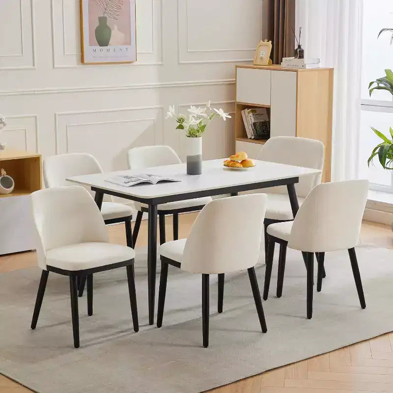 Chaise de salle à manger moderne, chaise de cuisine rembourrée en lin, chaise de salle à manger avec dossier incurvé, pieds en bois massif, pour cuisine, salle à manger