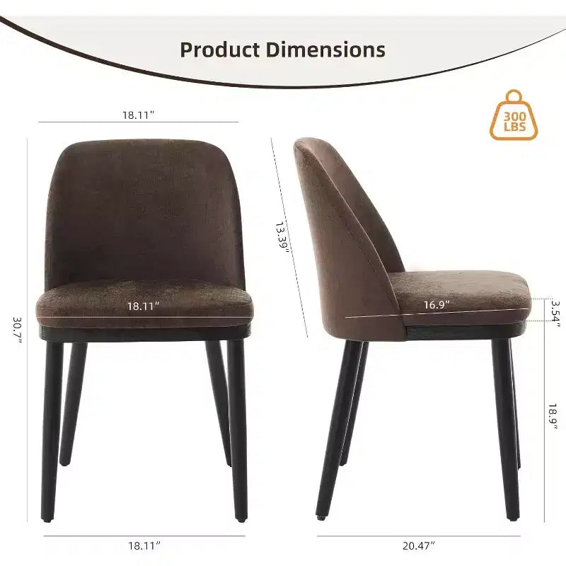 Chaise de salle à manger moderne, chaise de cuisine rembourrée en lin, chaise de salle à manger avec dossier incurvé, pieds en bois massif, pour cuisine, salle à manger