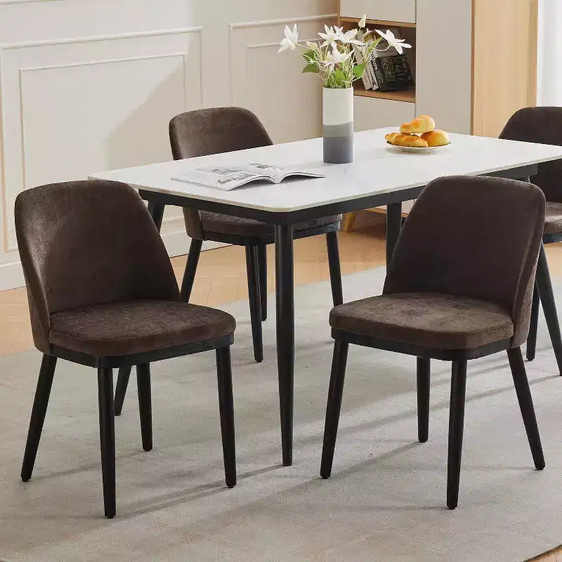 Chaise de salle à manger moderne, chaise de cuisine rembourrée en lin, chaise de salle à manger avec dossier incurvé, pieds en bois massif, pour cuisine, salle à manger