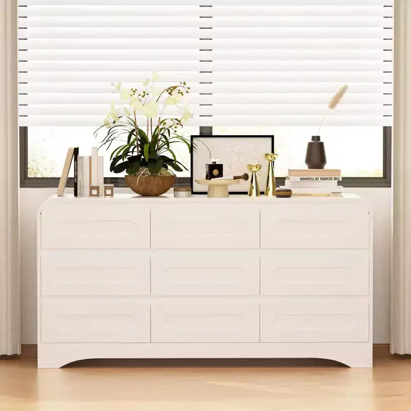 Commode de Chambre à 9 Tiroirs, Commode & Chiffonnier Moderne de 160 cm de Large avec Glissières Préinstallées