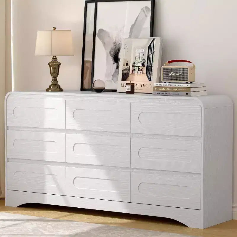 Commode de Chambre à 9 Tiroirs, Commode & Chiffonnier Moderne de 160 cm de Large avec Glissières Préinstallées
