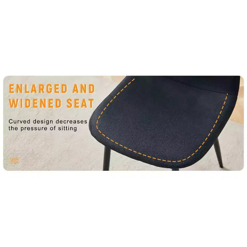 Chaises de salle à manger de luxe simples Lin Coton Noir Piétement en métal noir Convient à diverses décorations