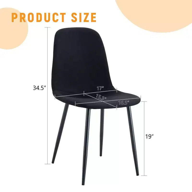 Chaises de salle à manger de luxe simples Lin Coton Noir Piétement en métal noir Convient à diverses décorations