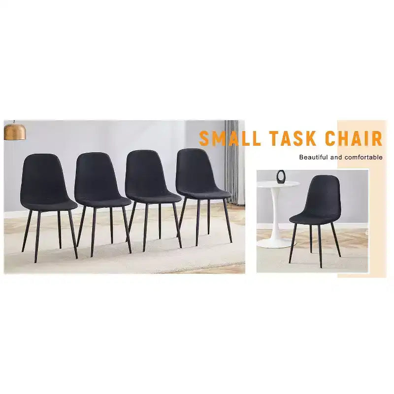 Chaises de salle à manger de luxe simples Lin Coton Noir Piétement en métal noir Convient à diverses décorations