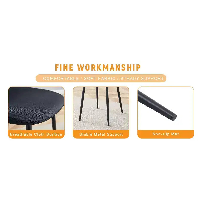 Chaises de salle à manger de luxe simples Lin Coton Noir Piétement en métal noir Convient à diverses décorations