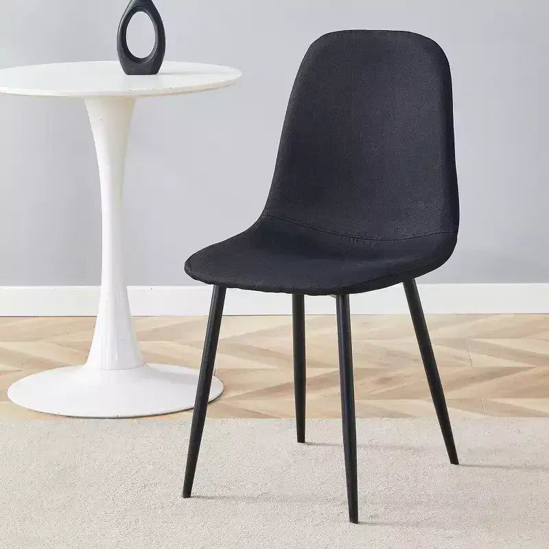 Chaises de salle à manger de luxe simples Lin Coton Noir Piétement en métal noir Convient à diverses décorations