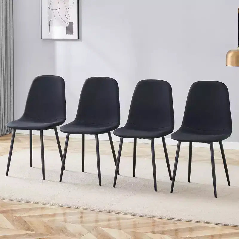 Chaises de salle à manger de luxe simples Lin Coton Noir Piétement en métal noir Convient à diverses décorations