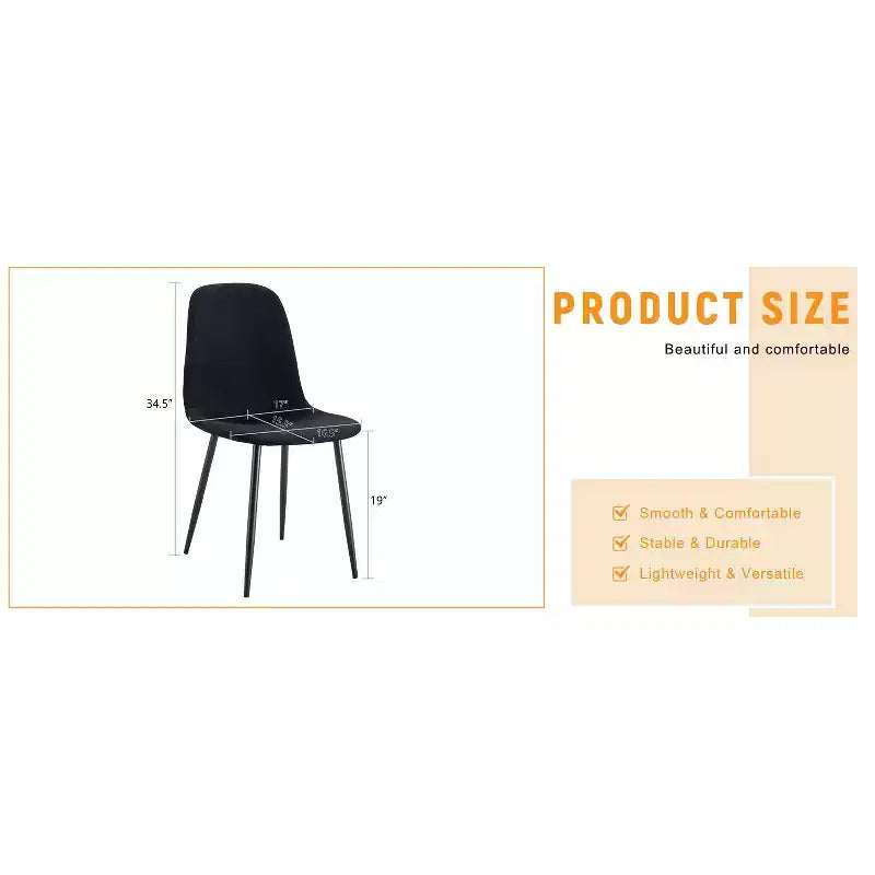 Chaises de salle à manger de luxe simples Lin Coton Noir Piétement en métal noir Convient à diverses décorations