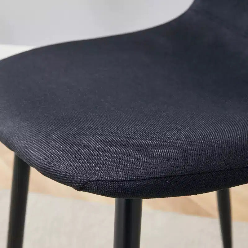Chaises de salle à manger de luxe simples Lin Coton Noir Piétement en métal noir Convient à diverses décorations