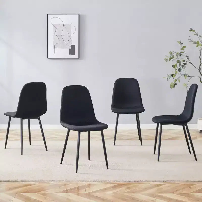 Chaises de salle à manger de luxe simples Lin Coton Noir Piétement en métal noir Convient à diverses décorations