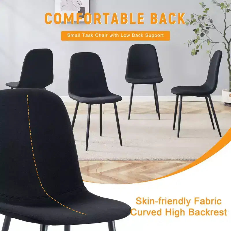 Chaises de salle à manger de luxe simples Lin Coton Noir Piétement en métal noir Convient à diverses décorations