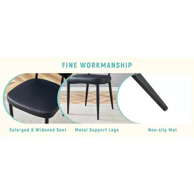 Chaises de salle à manger ergonomiques minimalistes noires, dossier incurvé, assise confortable