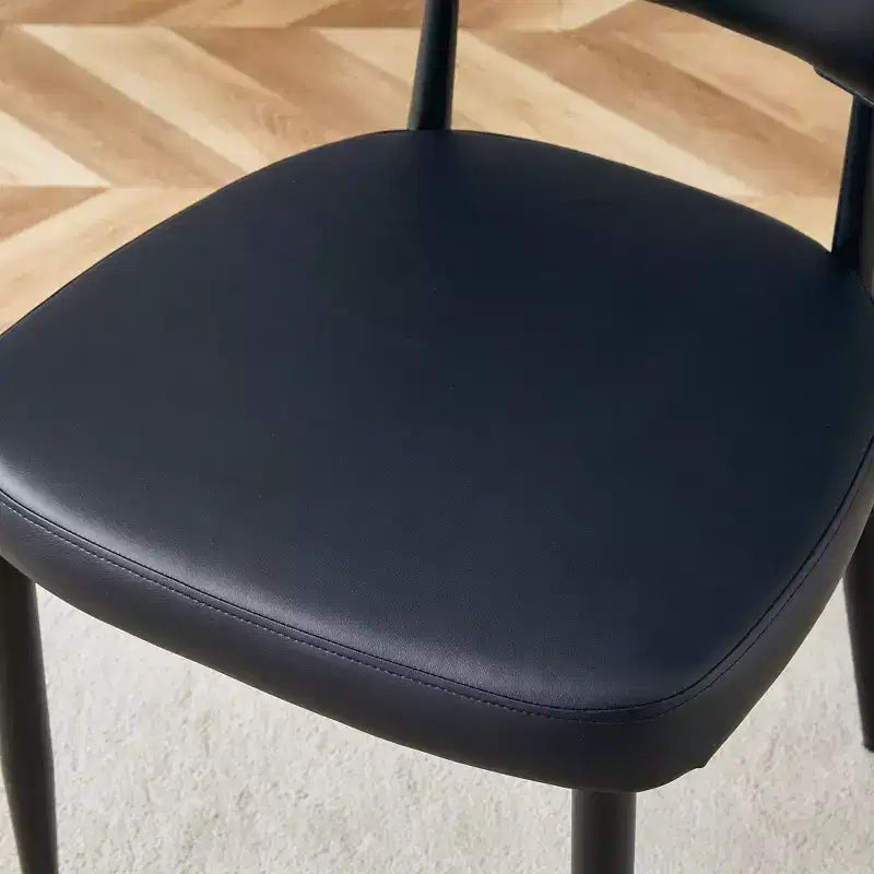 Chaises de salle à manger ergonomiques minimalistes noires, dossier incurvé, assise confortable