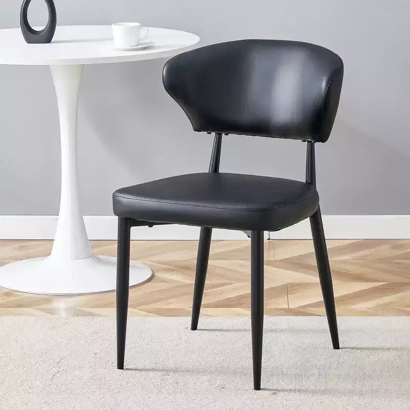 Chaises de salle à manger ergonomiques minimalistes noires, dossier incurvé, assise confortable