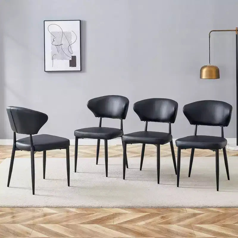Chaises de salle à manger ergonomiques minimalistes noires, dossier incurvé, assise confortable