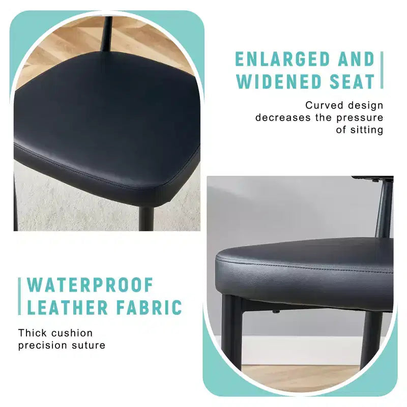 Chaises de salle à manger ergonomiques minimalistes noires, dossier incurvé, assise confortable