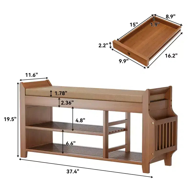 37.4 Banc à chaussures en bambou avec rangement