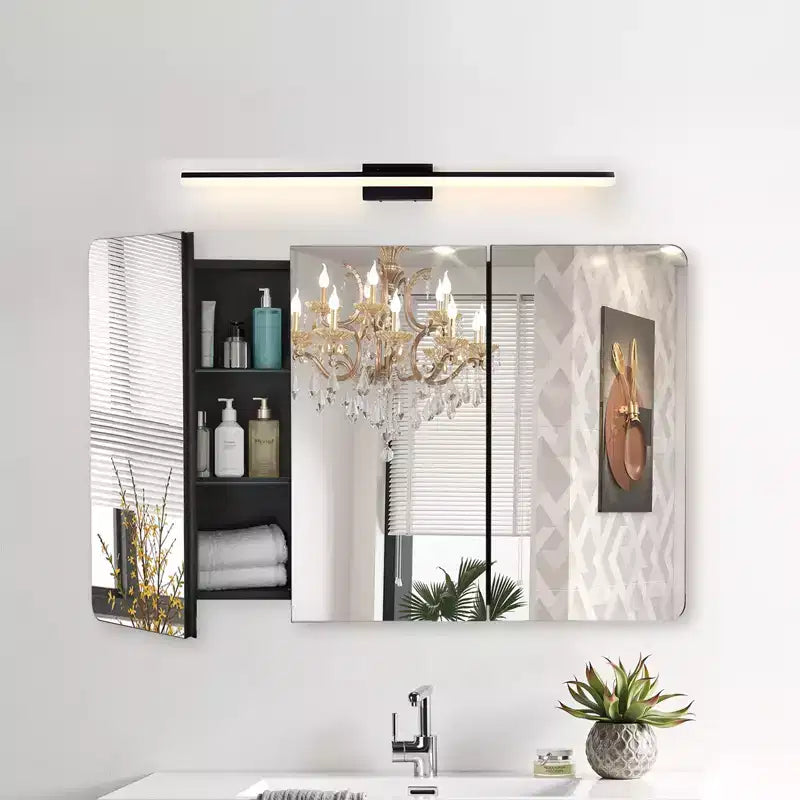 Armoire à pharmacie, 25,5 x 40 pouces, Armoire à pharmacie pour salle de bain avec miroir, Cadre en aluminium, Étagères réglables à 4 niveaux, Noir