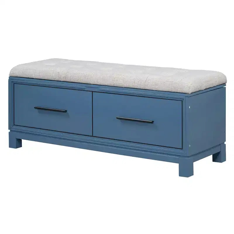 Banc à chaussures avec coussin amovible, banc d'entrée avec rangement caché pour le salon, l'entrée et les couloirs, bleu marine