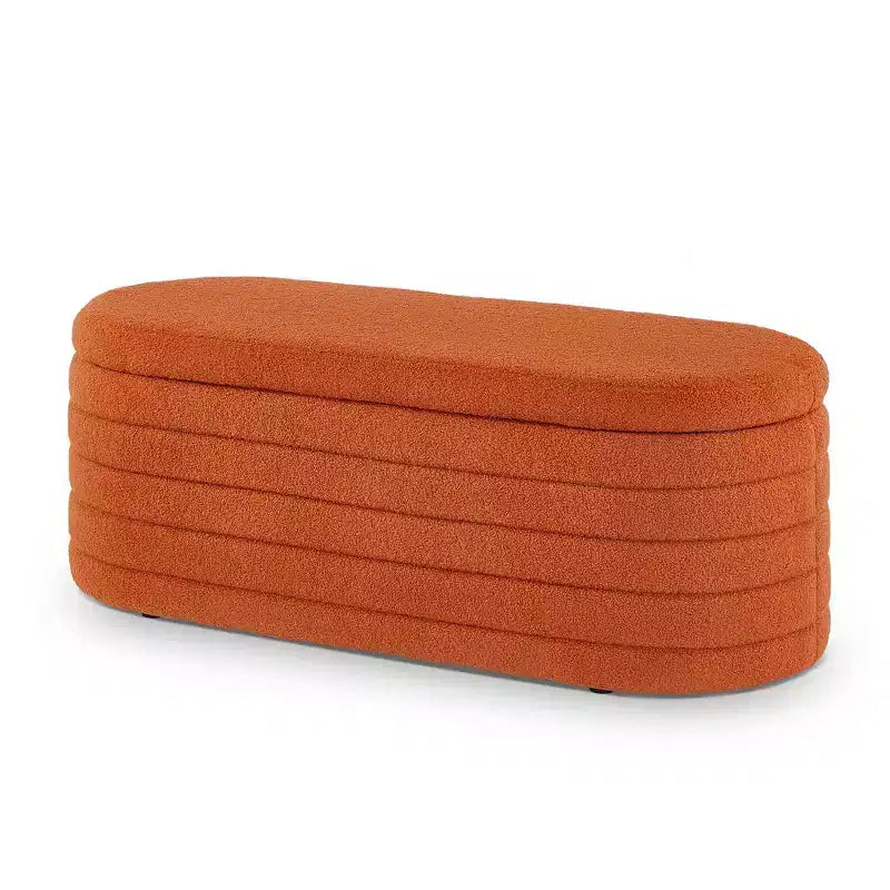 Banc pouf de rangement moderne, banc de lit rembourré avec rangement, tabouret de lit avec charnière de sécurité pour chambre, orange