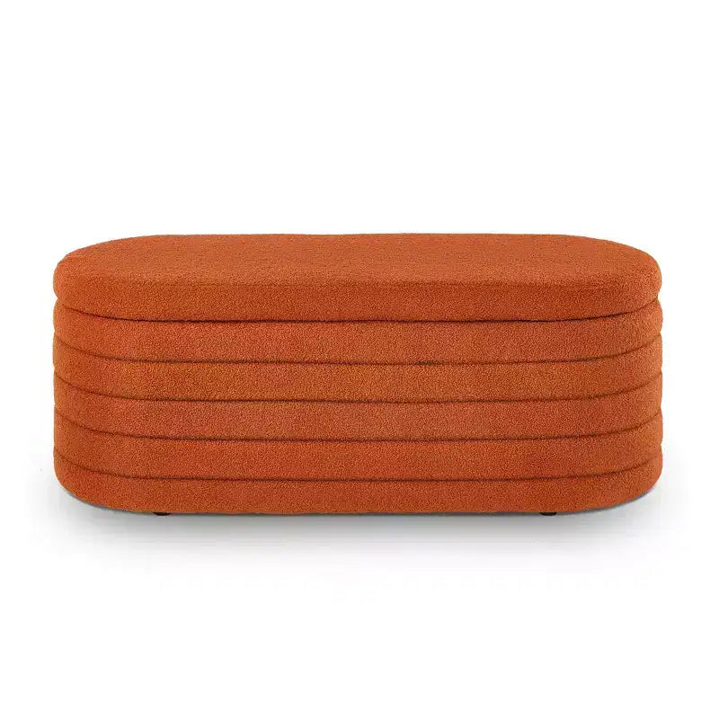 Banc pouf de rangement moderne, banc de lit rembourré avec rangement, tabouret de lit avec charnière de sécurité pour chambre, orange