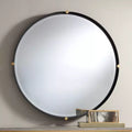 Miroir mural rond 34", or et noir mat