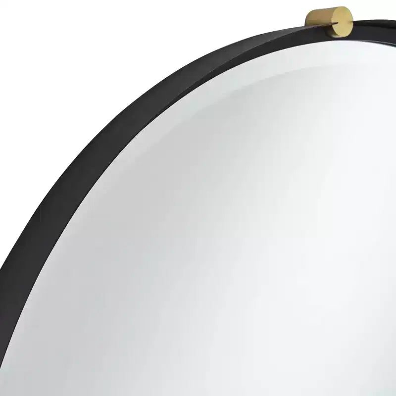 Miroir mural rond 34", or et noir mat