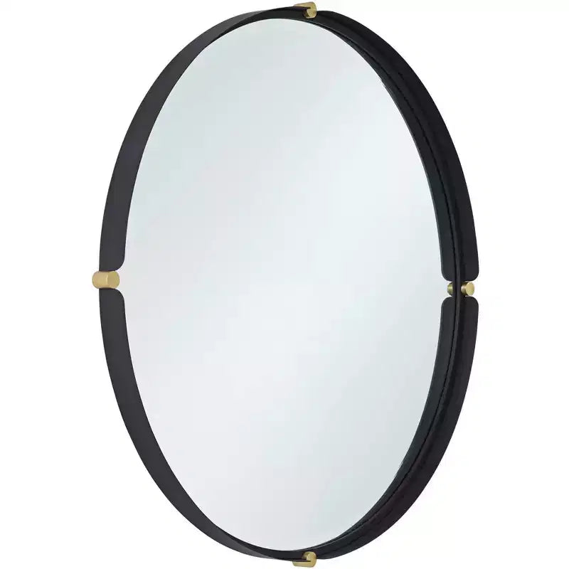 Miroir mural rond 34", or et noir mat
