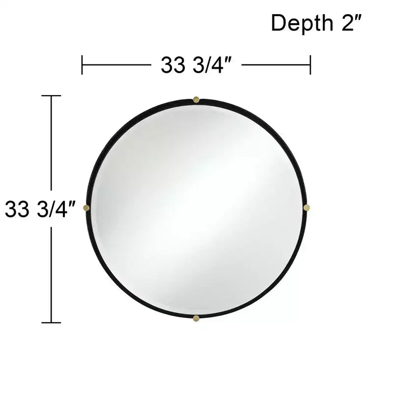 Miroir mural rond 34", or et noir mat