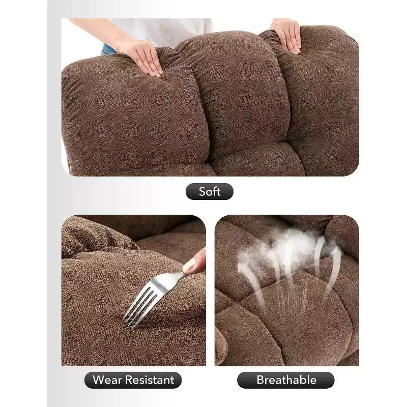 Fauteuil inclinable pivotant surdimensionné GUSTOWAVE pour adulte, inclinable manuel pivotant à 360°, canapé inclinable confortable en tissu doux