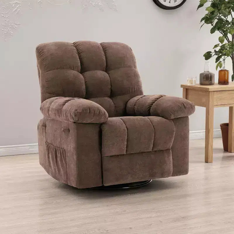 Fauteuil inclinable pivotant surdimensionné GUSTOWAVE pour adulte, inclinable manuel pivotant à 360°, canapé inclinable confortable en tissu doux